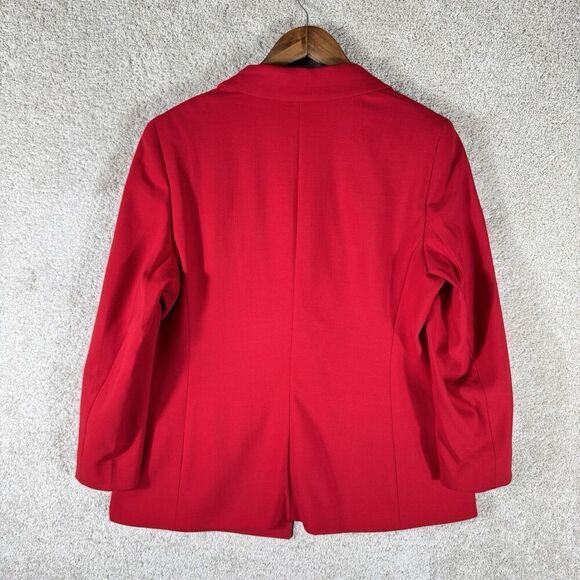 Escada Long Line Blazer Jacket Women's 44 Cherry Red Wool Single Button Pockets - Picture 11 of 11
